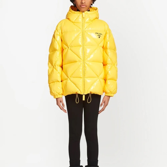 size 44 / 8 US Prada Yellow Triangle-Quilted Puffer Down Jacket Nylon - Picture 4 of 13